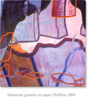 Painting. "Nocturnal", gouche on paper. 37x37cm. 2002.